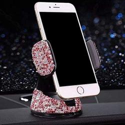 eing Bling Crystal Car Phone Mount with One More Air Vent Base,Universal Cell Phone Holder for Dashboard,Windshield and Air Vent,Pink