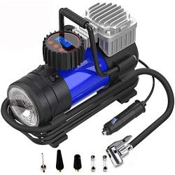 Car Air Compressor Tire Inflator, Air Compressor Tire Inflator, 12V DC Tire Inflator Portable Air Compressor with Led Flash Light for Car Truck Bike Motorcycle 140W 125PSI (Blue)