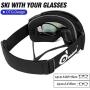 Odoland Magnetic Interchangeable Ski Goggles with 2 Lens, Large Spherical Frameless Snow Goggles for Men & Women, OTG and UV400 Protection