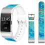 Marble Band for Fitbit Charge 3,Jolook Replacement Leather Woman Man Bands Straps for Fitbit Charge 3/Charge 3 SE - Blue Marble