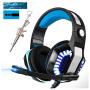 Pro Stereo Gaming Headset for PS4 Xbox One PC, All-Cover Over Ear Headphones Deep Bass Surround Sound with360° Noise Canceling Mic & LED Light for Switch Mac Laptop