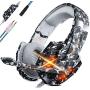 Unisun PS4 Headset Gaming Headphone for PC with Microphone 3.5mm Jack Splitter Stereo Sound Breathing RGB Light Adjustable Mic for Xbox One Mac Laptop PC Mobile