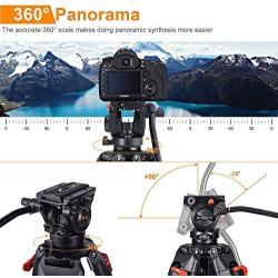 Heavy Duty Tripod Professional Video Tripod Aluminium 72inch with 360 Degree Fluid Head for Canon Nikon DSLR Camcorder Cameras