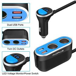 Quick Charge 3.0 Car Charger, AUOPLUS 96W 2 Socket Cigarette Lighter Power Adapter 12V/24V DC Outlet Splitter 5.4A Dual USB Ports for iPhone Android Samsung GPS Dash Cam