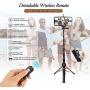 Selfie Stick, All in one Portable 45 Inch Selfie Stick Tripod Phone Tripod Stand with Wireless Remote for iPhone 11 Pro Max Xs Xr X 8 7 6 Plus Android Samsung Huawei OnePlus GoPro Max Hero8