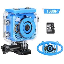 Kids Camera for Boys, Underwater Camera for Kids 3-13 Years Old - Rechargeable Camera for Kids Boys with 32GB TF Card and Anti-Fall Silicone Case (Blue)