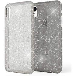 NALIA Glitter Case Compatible with iPhone XR, Ultra-Thin Shiny Protective Silicone Back-Cover Rubber Skin, Sparkle Shock-Proof Soft Slim Smart-Phone Bumper, Rugged Protector Etui, Color:Black