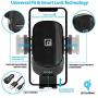 Ultimate Wireless Car Charger by Fiora 15W Qi Wireless Fast Charge QC 3.0 Adapter Automatic Clamping Phone Mount Holder Compatible iPhone 11 Pro/11/XS/XR/X/8/8 Plus, Samsung Galaxy Note 9/S10/S9/S8