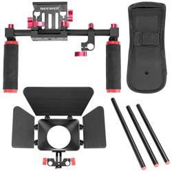 Neewer Camera Movie Video Making Rig System Film-Maker Kit for Canon Nikon Sony and Other DSLR Cameras, DV Camcorders,Includes: Shoulder Mount, Standard 15mm Rail Rod System, Matte Box (Red and Black)