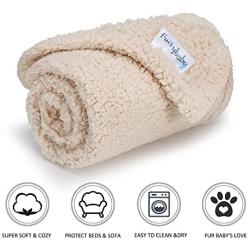 furrybaby Premium Fluffy Fleece Dog Blanket, Soft and Warm Pet Throw for Dogs & Cats (Small (2432"), Beige Blanket)