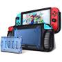 Case for Nintendo Switch, Grip Cover with 5+2 Storage Slots for Game Cards, Multi-Angle Adjustable Stand, Portable Cover with Shock Absorbing and Scratch Resistant Design (Blue)