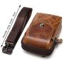 NKns Gifts for Men Vertical Leather Mens Small Bag Retro Shoulder Bag Wearing Belt Mobile Phone Pocket