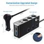Quick Charge 3.0 Cigarette Lighter Splitter, Qidoe 12V/24V 3-Socket 120W DC Power Car Splitter with LED Voltmeter Power Switch, 8.5A 4 USB Fast Outlets for GPS, Dash Cam, Sat Nav, Phone, iPad, Tablet