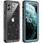 Vapesoon iPhone 11 Waterproof Case, Built-in Screen Protector 360 Full-Body Protection Clear Call Quality Heavy Duty Waterproof Shockproof Cover Case for iPhone 11 2019（6.1 Inch）-Black/Blue