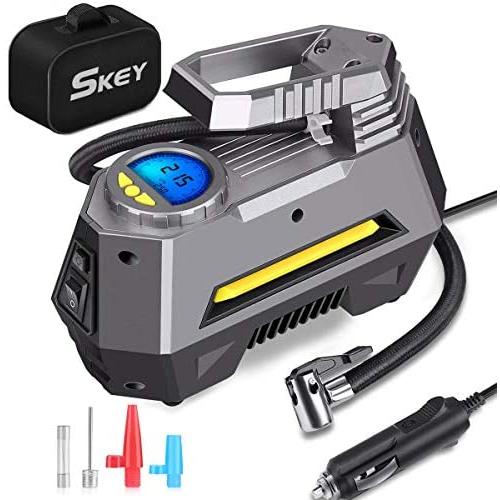 Skey Air Compressor Tire Inflator - Electric Auto Pump 12V DC Portable Air Compressor Pump Digital Tire Inflator Car Tire Pump