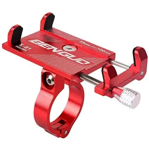 Gemira Bicycle and Motorcycle Cell Phone Mount, Aluminum Alloy Bike Mobile Phone Holder with 360° Rotation Adjustable for Mountain Bike, Road Bicycle Motobike, Universal Size
