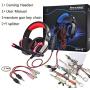 Gaming Headset for Xbox One,PS4,PC,Laptop,Tablet with Mic,Pro over Ear Headphones,Two Free 3.5mm Y Splitter,Noise Canceling,USB Led Light,Stereo Bass Surround for kids,Mac,Smartphones