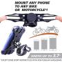 Bike Phone Holder, Bicycle Phone Holder Anti Shake Motorcycle Handlebar Mount with 360 ° Rotation Adjustable Bike Phone Mount for iPhone X/6/7/8 Plus, Samsung Galaxy S9/S8 Plus, 4"-6.5" Phones, GPS