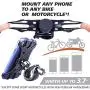 Bike Phone Holder, Bicycle Phone Holder Anti Shake Motorcycle Handlebar Mount with 360 ° Rotation Adjustable Bike Phone Mount for iPhone X/6/7/8 Plus, Samsung Galaxy S9/S8 Plus, 4"-6.5" Phones, GPS