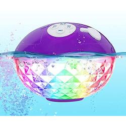 Portable Bluetooth Speakers Wireless Colorful Lights Show,IPX7 Waterproof Floating Pool Speaker,Built-in Mic Crystal Clear Stereo Sound Shower Speaker 50ft Range for Home Party Outdoor Beach Travel.