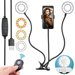 Ring Light with Stand, HeertTOGO Selfie Ring Light for iPhone Android, 2 Ring Light 3 Lighting Modes 10 Brightness Level LED Ring Light with Remote Control for Vlog Makeup YouTube Video
