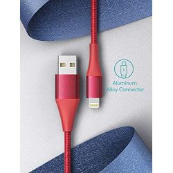 Xcentz Lightning Cable 3ft, Apple MFi Certified iPhone Charger, Braided Nylon Fast Charging iPhone Cable with Premium Metal Connector for iPhone 11/11 Pro/X/XS/XR/XS Max/8, iPad Mini/Air, Red