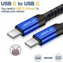 JSAUX USB C to C Cable 60W, 3-Pack [10ft+6.6ft+3.3ft ] Type C Fast Charging Cord Charger Compatible with Samsung Galaxy S20 Ultra Plus S20+ Note 10 10+ A80, Google Pixel 4 3 2 XL iPad Pro 2018 -Blue