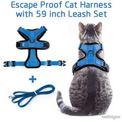 rabbitgoo Cat Harness and Leash for Walking, Escape Proof Soft Adjustable Vest Harnesses for Medium Large Cats, Easy Control Breathable Pet Safety Jacket with Reflective Strips & 1 Metal Leash Ring