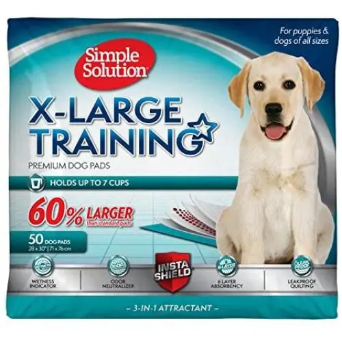 Simple Solution Training Puppy Pads | Extra Large, 6 Layer Dog Pee Pads, Absorbs Up to 7 Cups of Liquid | 28x30 Inches Simple Solution Training Puppy Pads | Extra Large, 6 Layer Dog Pee Pads, Absorbs Up to 7 Cups of Liquid | 28x30 Inches