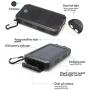 Solar Charger Solar Power Bank 20000mAh Waterproof Portable External Backup Outdoor Cell Phone Battery Charger with Dual LED Flashlights Solar Panel for Compatible with All Smartphone (Black)