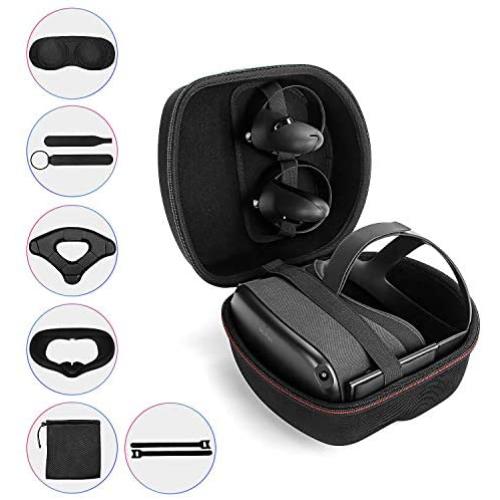 Fromsky Oculus Quest Accessory Set, Travel Case & Knuckle Strap & Lens Protect Cover & Silicone Face Cover Mask & Head Strap Pad for Oculus Quest VR Accessories kit (7-Piece Set)