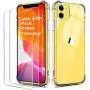 BELONGME Compatible with iPhone 11 Case 2019,Tempered Glass Screen Protector [2Pack] with Shockproof Crystal Clear Case for iPhone 11 6.1 inch.