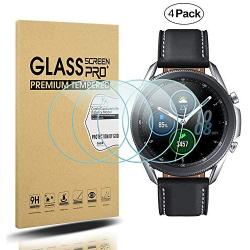 Suoman 4-Pack for Samsung Galaxy Watch 3 45mm Screen Protector Tempered Glass for Galaxy Watch 3 (45mm) [Anti-Scratch] [2.5D 9H Hardness]