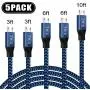 Micro USB Cable,XIAE 5Pack (3/3/6/6/10FT) Nylon Braided Fast Charging Cable Aluminum Housing USB Charger Android Cable for Samsung Galaxy S7 Edge S6 S5,Android Phone,LG G4,HTC and More-Black&Blue Micro USB Cable,XIAE 5Pack (3/3/6/6/10FT) Nylon Braided Fast Charging Cable Aluminum Housing USB Charger Android Cable for Samsung Galaxy S7 Edge S6 S5,Android Phone,LG G4,HTC and More-Black&Blue