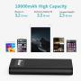 Portable Charger, BONAI USB Power Bank 10,000mAh External Battery Pack and Flashlight Compatible iPhone XR 8 Plus X iPad Samsung Galaxy S8 Note 8 Smartphones Tablet (Black) [Upgraded 2020]