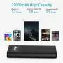 Portable Charger, BONAI USB Power Bank 10,000mAh External Battery Pack and Flashlight Compatible iPhone XR 8 Plus X iPad Samsung Galaxy S8 Note 8 Smartphones Tablet (Black) [Upgraded 2020]