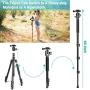 UBeesize 61.4-inch Camera Tripod, 12kg/26.4lb Load Aluminum Travel Tripod Stand, Compact and Lightweight Video Tripod for DSLR Cameras, Projectors, Camcorders, Canon and Nikon, Black