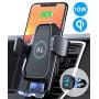 VANMASS 10W Fast Wireless Car Charger Mount, Auto Clamping, Qi Thermostasis Charging, QC 3.0 Car Charger Supplied, Ideal for iPhone 11/11 Pro/XR/XS/X/8, Samsung S20/Note 10/S10/S9/S8/S7【Black】