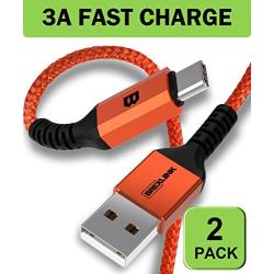 BrexLink USB C Cable Samsung Galaxy S8 Charger, USB C to USB A Charger (6.6ft/2 Pack), Nylon Braided Fast Charging Cord for Samsung Galaxy S10 S9 S8 Note 9, Pixel, LG V30 G6, Nintendo Switch (Orange)