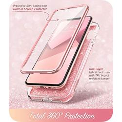 i-Blason Cosmo Full-Body Bling Glitter Sparkle Clear Bumper Case Built-in Screen Protector for iPhone Xs Max 2018 Release, Pink, 6.5"