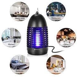 YUNLIGHTS Bug Zapper 8w Electric Fly Killer, Fly Traps Mosquito Zapper Plug-in with Hook, Hanging Standing Mosquito Killer Lamp Indoor, Flying Insect Trap for Indoor Use Upgraded(Black)