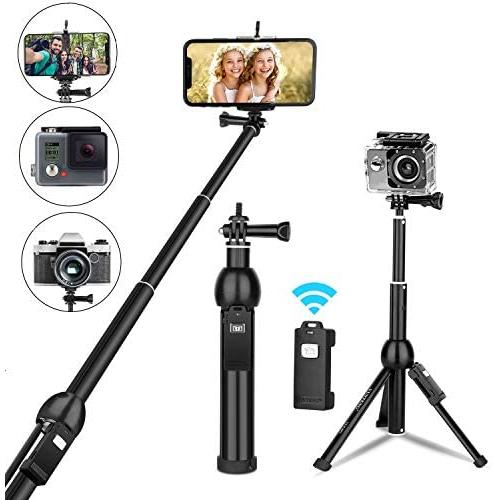 Selfie Stick, All in one Portable 45 Inch Selfie Stick Tripod Phone Tripod Stand with Wireless Remote for iPhone 11 Pro Max Xs Xr X 8 7 6 Plus Android Samsung Huawei OnePlus GoPro Max Hero8