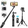 Selfie Stick, All in one Portable 45 Inch Selfie Stick Tripod Phone Tripod Stand with Wireless Remote for iPhone 11 Pro Max Xs Xr X 8 7 6 Plus Android Samsung Huawei OnePlus GoPro Max Hero8