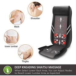 Snailax Full Back Massager with Heat-Shiatsu Massage Chair Pad with 8 Flexible Massage Nodes, Kneading Chair Massasger for Neck and Back Pain Relief for Chair/Seat Use