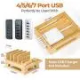 Alltripal Charging Station for Multiple Devices Bamboo Charging Organizer for USB Charger Docking Station with 5 USB Cables (Note No Power Supply) Alltripal Charging Station for Multiple Devices Bamboo Charging Organizer for USB Charger Docking Station with 5 USB Cables (Note No Power Supply)