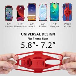 Bone Universal Bike Phone Mount for Motorcycle - Bicycle Handlebars, Adjustable, Fits iPhone 11 | 11 Pro, X, XR, 8 | 8 Plus, 7 | 7 Plus, 6s, Galaxy, S10, S9, S8, Holds Phones from 5.8” to 7.2”, Red