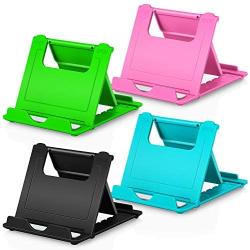 Phone Stand, 4pack Cellphone Holder (4-7.9")stands Foldable Multi-angle for desk lightweight Desktop Dock Cradle Compatible for iPhone Xs Max XR 8 Plus 6 7 6S X 5 (Black Blue Green Pink)