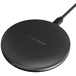 Qi Wireless Charging Pad RAVPower Qi Certified Ultra-Safe Wireless Charger Compatible iPhone Xs Max XR XS X 8 Plus 8, Galaxy S9 S8+ S8 & All Qi-Enabled Devices (AC Adapter is Not Included)