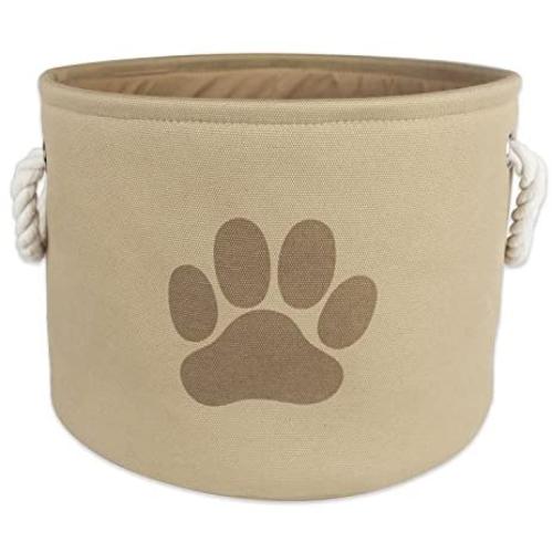 DII Bone Dry Small Round Pet Toy and Accessory Storage Bin, 12"(Dia)x9"(H), Collapsible Organizer Storage Basket for Home Décor, Pet Toy, Blankets, Leashes and Food-Taupe with Brown Paw DII Bone Dry Small Round Pet Toy and Accessory Storage Bin, 12"(Dia)x9"(H), Collapsible Organizer Storage Basket for Home Décor, Pet Toy, Blankets, Leashes and Food-Taupe with Brown Paw