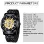 Mens Watches Mechanical Automatic Self-Winding Stainless Steel Skeleton Luxury Waterproof Diamond Dial Wrist Watches for Men